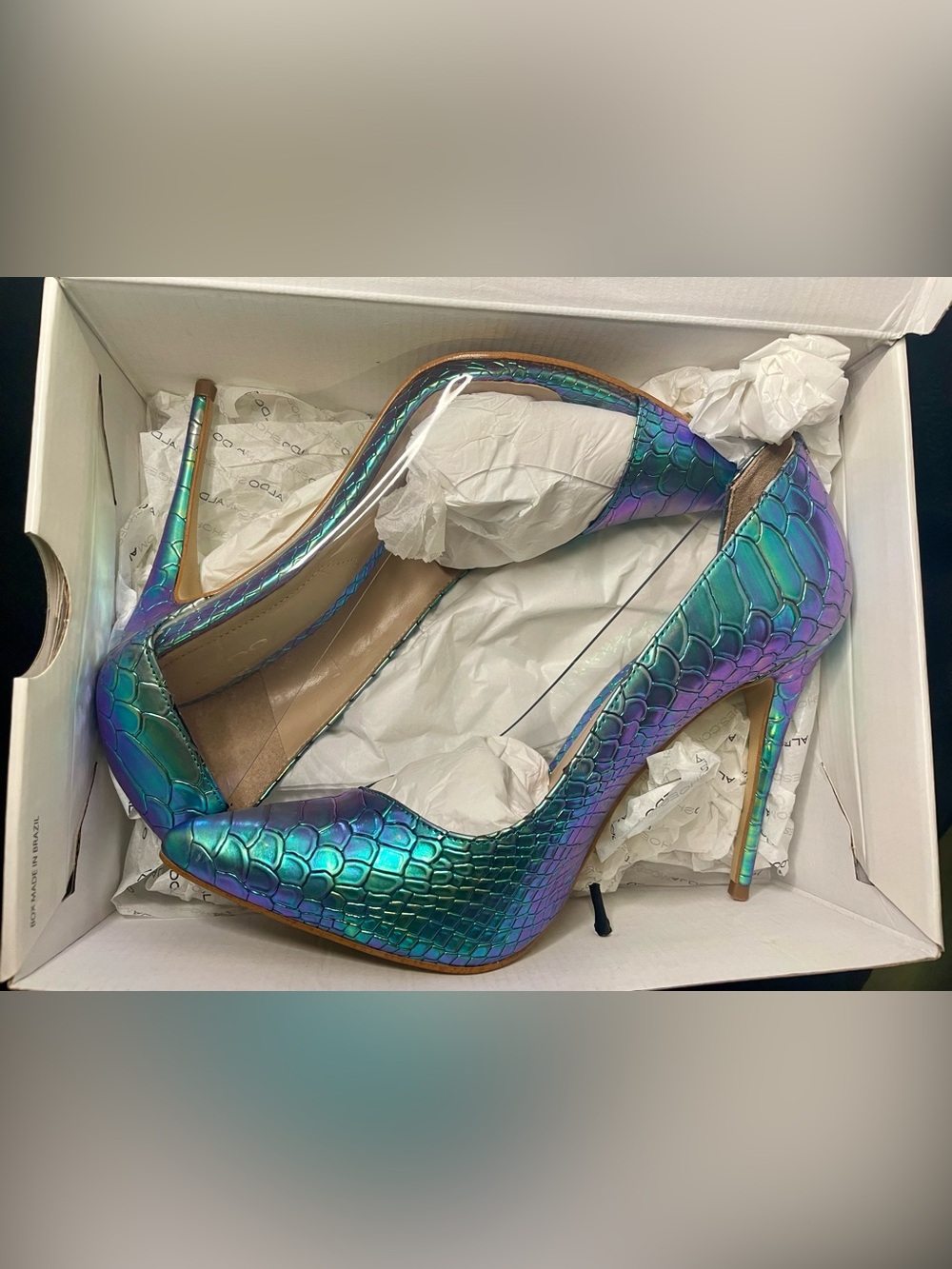 Aldo Iridescent Teal-to-Purple Mermaid Scale Pointed-Toe Heels
